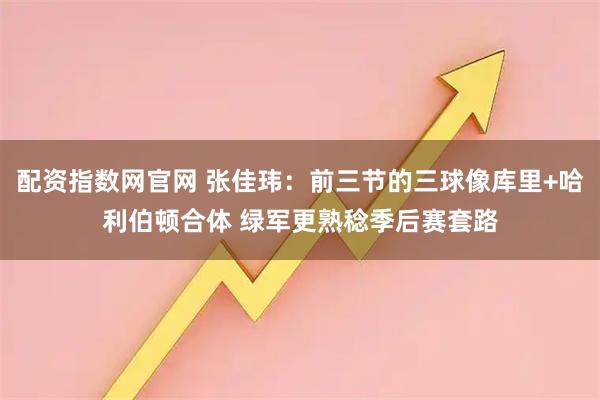 配资指数网官网 张佳玮：前三节的三球像库里+哈利伯顿合体 绿军更熟稔季后赛套路